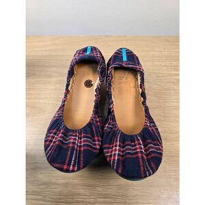 TIEKS Women’s HERITAGE PLAID Ballet Flats Shoes Red White Blue Size: 10 Foldable